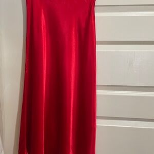 Elegant Red Satin Skirt